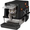 Gimars Lettiera per Gatti 3 in 1 in Acciaio Inox, Cassetta Chiusa con Bordi Alti, Extra Large con Paletta, Ingresso Frontale e Superiore