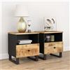 Vidaxl Comodini 2pz in Legno Massello di Mango e Legno Multistrato