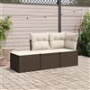 Vidaxl Set Divano da Giardino 3 pz con Cuscini Marrone in Polyrattan