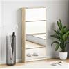 Vidaxl Scarpiera a 4 Strati con Specchio Rovere 63x17x134 cm