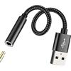 WASRUYI Adattatore maschio USB a jack femmina 3,5 mm AUX DAC Audio Cavo Auricolare Presa HiFi Audio Esterno Dongle Microfono Altoparlante Cuffie Car per PC PS5 PS4 Dongle