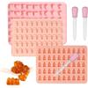 KAHOUI Stampini Silicone, 3 Stampi Silicone, Stampi per Caramelle Gommose Stampo Caramelle per Cioccolatini Stampi per Cioccolatini in Silicone con 3 Contagocce in Silicone Antiaderente