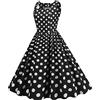 Bauzuoyo Vestiti Rockabilly Donna Anni '50 Vintage Senza Maniche Pois Abito Cocktail Swing Moda Anni '60 Elegante Spalline Sottili Vestito Tunica Abito da Festa Abito da Ballo Costumi di Carnevale, A1 nero., M