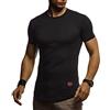 Leif Nelson LN8294 - Maglietta estiva a maniche corte da uomo, girocollo, slim fit, in cotone, colore: bianco, nero Nero M