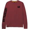 Caterpillar Trademark Banner Long Sleeve Tee Shirts with Center Back Neck Wire Management Loop And Cat Logo T-Shirt, mélange Mattone, M Uomo
