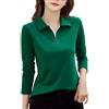 REHJJDFD Maglietta Polo da Donna a Maniche Lunghe Tinta Unita in Cotone T-Shirt con Bottoni Candy Knit Bottom Shirt, EN8, XL