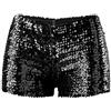IQYU Pantaloncini da ballo da donna, con paillettes, pantaloni corti da donna, con paillettes, sexy, per feste, leggeri, per Capodanno, per carnevale, feste, streetwear, Nero , L