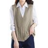 REHJJDFD Donne Solido Maglia Gilet Cardigan Senza Maniche Monopetto Casual Maglione Gilet, Colore marrone e grigio, XXL