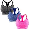 Libella Donne Reggisegno Push Up Bustier Sostegno Forte Imbottito Senza Cinturino Fitness Top di Sport 3714 Grigio+Blu+Rosa S/M