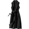 IQYU Giacca da donna per le mezze stagioni, elegante, gilet lungo, invernale, classico, con cintura, giacca invernale calda, senza maniche, caldo cappotto invernale senza maniche, gilet di lana da