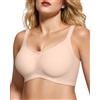Adisputent Reggiseni senza fili per le donne senza cuciture Jelly Push Up Bra Crossover Mesh Reggiseno di supporto senza ferretto Copertura completa imbottito in pizzo scollo a V bralette, Nude, XXL