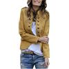 IQYU Blazer, giacca da donna elegante, a maniche lunghe, con bottoni, blazer militare, corto, slim fit, blazer da donna, colletto alto, business, ufficio, giacche sportive, blazer corto, giallo., XL