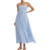 vewoza Abito estivo da donna con spalline sottili abito longuette Flowy Smocked Midi Dress RIC Rac senza maniche in pizzo senza schienale swing lungo, D-Blu, XL