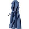 IQYU Giacca da donna per le mezze stagioni, elegante, gilet lungo, invernale, classico, con cintura, giacca invernale calda, senza maniche, caldo cappotto invernale senza maniche, gilet di lana da