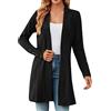 IQYU Cardigan nero da donna, lungo, in lana, cardigan con bottoni, cardigan in tinta unita, bolero, giacca estiva elegante, giacca lunga, Aa-nero., XL