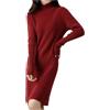 REHJJDFD Maglione da donna in 100 percento lana, abito lavorato a maglia con collo alto, invernale, a maniche lunghe, mini abito pullover, Rosso, S