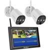 SecuFirst Kit Telecamere Videosorveglianza Esterno con Monitor Schermo Touch da