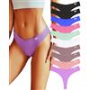 FINETOO 6/10 Pacco Perizoma per Le Donne Biancheria Intima di Cotone V String Traspirante Stretch Hipster Sexy Perizoma Mutandine S-XL, Perizoma 10 Confezione B, Small