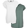 URBAN CLASSICS Set 2 T-Shirts da Donna con Corta, Maglietta a Maniche Arrotolate da Donna, Colore bianco/paleleaf, XS