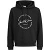 JACK & JONES Jjgrayson - Felpa con Cappuccio Pls, Taglie Forti, Nero, 4XL