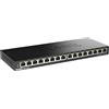 D-Link DGS-1016S Switch Unmanaged Gigabit a 16 porte, senza ventole, struttura in metallo, posizionamento su desktop o con montaggio a parete, plug-and-play, QoS 802.1p, EEE 802.3az