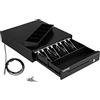 VEVOR Cassetto per Registratore di Cassa, Cassetto Portasoldi Apertura Automatico con 2 Metodi di Sblocco, Cassetta Portavalori con 4 Scomparti per Banconote e 5 per Monete, 33,6 x 36,8 x 8 cm (Nero)