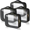 Aucuu Beauty Case da Viaggio Trasparente 4 Pezzi Borse da Toilette Impermeabili
