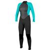 O'Neill Wetsuits Muta intera da donna Reactor con zip posteriore, nero/acqua chiaro, taglia 40