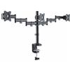 PureMounts OFFICE-03 Supporto da tavolo per 3 monitor da 33-69 cm (13-27), inclinabile: da -45° a 45°, orientabile: 180°, ruotabile: 360°, VESA 100x100, nero