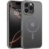 BENTOBEN Custodia protettiva per iPhone 16 Pro Max 2024, trasparente opaca, sottile, antiurto, compatibile con Mag-Safe, ricarica wireless, antigraffio e anti-impronte, forte protezione, grigio