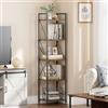 YITAHOME Libreria a 5 ripiani, libreria industriale, scaffale autoportante, scaffale in legno e telaio in metallo, mensola portaoggetti per soggiorno, casa, ufficio, cucina, camera da letto, marrone