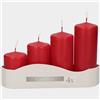KARTENVERLIEBT Bispol - Set di 4 candele a pilastro rosso brillante, Ø 4,8 cm, altezza 7, 9, 11, 13 cm, durata 33 ore, decorazione perfetta di candele dell'Avvento per un'atmosfera festosa