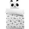 MUSOLEI Copripiumino Panda 140 x 200 cm, per bambini, ragazze, ragazzi, in microfibra, con cerniera, 1 persona, animale Kawaii, decorazione 3D, stampa federa 65 x 65 cm, regalo per festa di compleanno