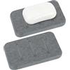 Linkidea Confezione da 2 portasapone in diatomite, ad asciugatura rapida, accessorio da bagno ecologico, contenitore compatto per sapone auto-asciutto (grigio)