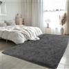 HOKXUAN Tappeto Peloso Soggiorno Salotto 170 x 240 cm Fondo Antiscivolo, Lavabile Tappeto Soggiorno Moderni Confortevole Tappetino per Soggiorno Corridoio Cameretta, Grigio Scuro