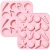 Stiesy Set di 2 stampi in silicone a tema oceano, 16 cavità, a forma di stelle marine e conchiglie, stampi in silicone riutilizzabili per torte in pasta di zucchero, conchiglie, per la preparazione di