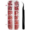 ILLUVA 1500 Strass Cristallo, Glitter Brillantini Decorazioni per Unghie, Nail Art und Make Up - Rosso, 2mm, 3mm, 4mm