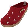 HAFLINGER Grizzly Cuoricini pantofola di feltro in sughero rubino, taglia 37