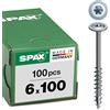 SPAX T-TAR plus 251010601005 - Viti per costruzioni in legno, 6,0 x 100 mm, testa piatta, filettatura parziale, 4CUT, WIROX A3J, 100 pezzi