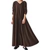 OVARA Vestiti a maniche lunghe per donna casual larghi vestiti maxi da donna tinta unita con scollo a V vestito maglione camicia da notte autunno inverno taglie forti comodo abbigliamento da casa