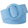 HEUchuan Cintura Vita Paglia Cintura da donna in tessuto elastico largo cintura tinta unita con fibbia in plastica abbinata(Light Blue)