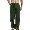perdontoo Pantaloni Lino Chino Elasticizzati Casual Sciolti Aderente Lino Uomo (3XL, Verde Scuro)