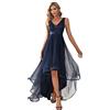 Ever-Pretty Vestiti da Cerimonia e Ballo Stile Impero Linea ad A Scollo a V Hi-Low Elegante Tulle Donna 00793 Taglia Unica