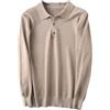 REHJJDFD Maglione da uomo in cashmere da uomo, polo con risvolto, morbido, caldo, maglione, lavorato a maglia, Marrone e grigio., XL