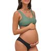 CUPSHE Costume da bagno premaman da donna, con scollo a U, bordo ondulato, a vita bassa, costume da bagno intero, Verde oliva/Nero, M