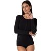 Lovable Maglia Manica Lunga in Micromodal Elasticizzato | Collo Tondo Serafino con Bottoncini Morbido e Traspirante | Maglieria ed Esternabili Donna, Nero, M