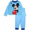Disney Pigiama da Bambino in Cotone di Topolino, Comodo ed Elegante per Le Notti Invernali, Design Topolino, Blu, 2 Anni