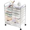 VEVOR Carrello con Cassetti Organizer a Doppia Fila con 12 Cassetti e Ruote, Carrello Portaoggetti, Telaio in Acciaio Cromato, Ruote Girevoli a 360° con 2 Freni, Ideale per Ufficio, Garage e Studio
