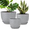 YNNICO Set di 3 vasi per piante da 30 cm, 25 cm, 22 cm, 22 cm, vasi da fiori con fori di drenaggio multirete, grandi fioriere per piante e fiori da giardino per interni ed esterni (grigio)