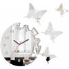 FLEXISTYLE Specchio Orologio da Parete Salotto Tondo Moderno Farfalle Decorativo Silenzioso 30 cm